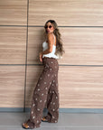 PANTALON BOTA RECTA BLANCO - CHOCOLATE