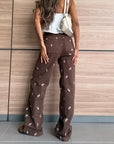 PANTALON BOTA RECTA BLANCO - CHOCOLATE