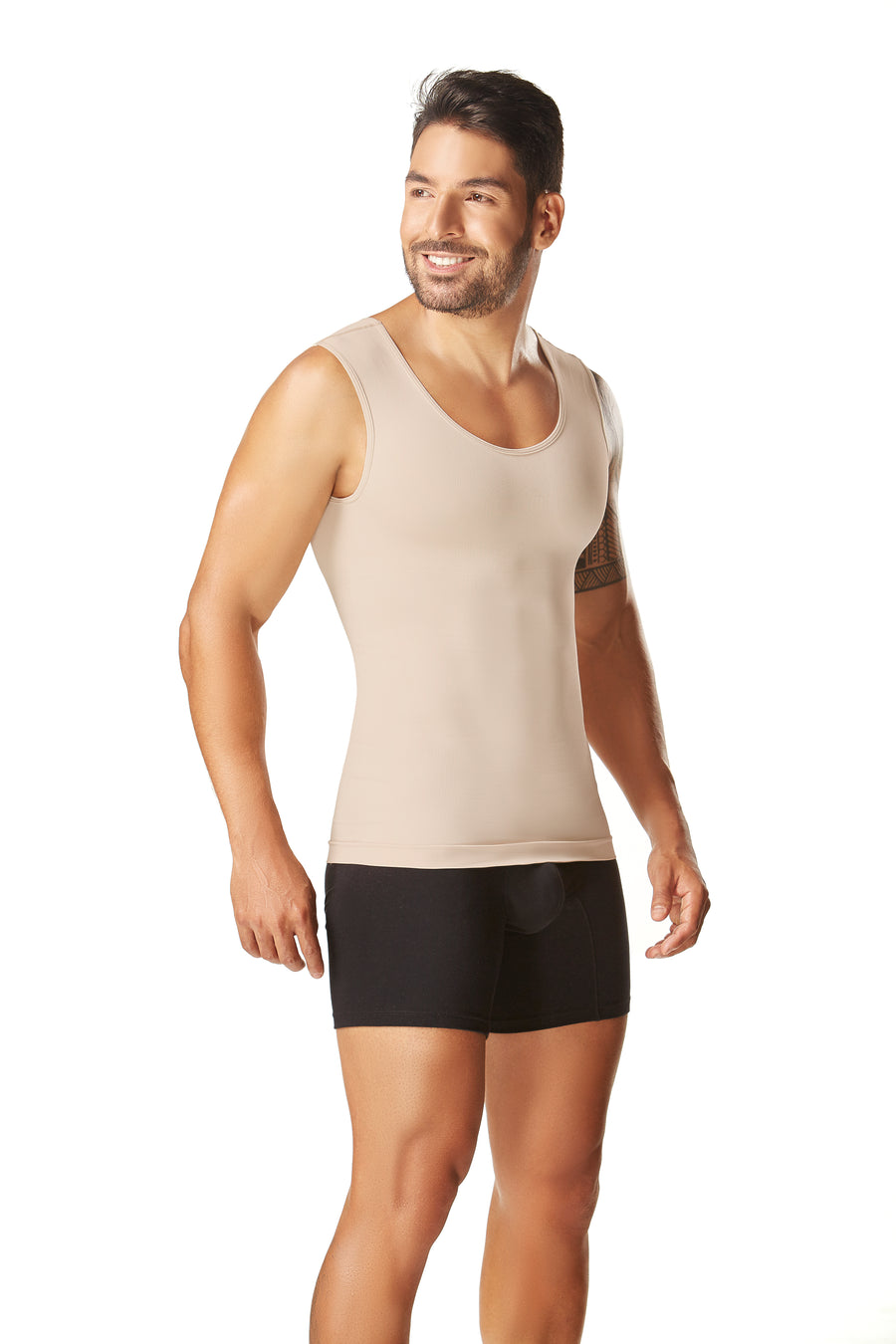 Camisilla Control Hombre Seamless Beige y Negro (C-1644734) (M)