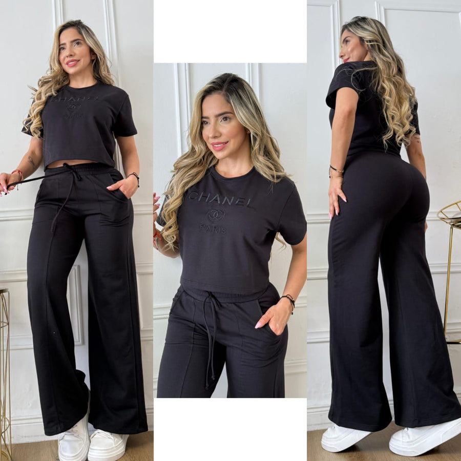 Conjunto Bota Campana Bordado Chnl (C-1860517-S)