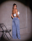 Jeans Palazzo Con Brillos (C-1846207-S)