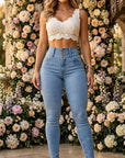 Jean con Faja Interna PTF-7748 | Azul Ice Realce Push Up