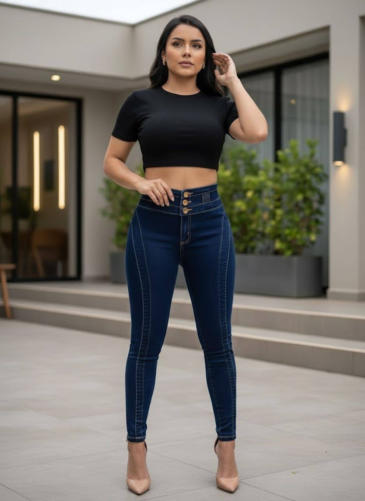 Jeans Levantacola Con Faja - PTF7741