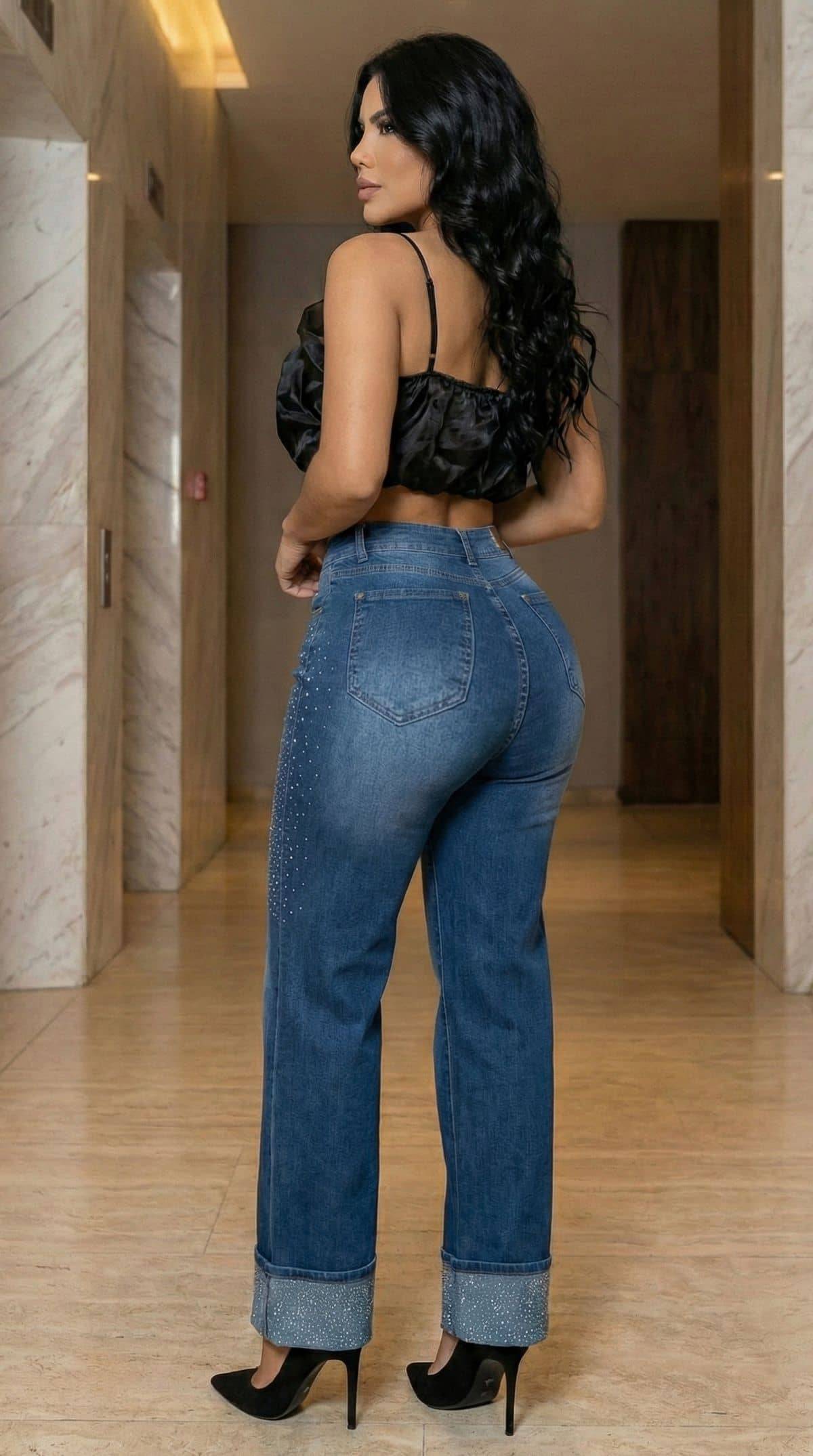 Pantalón Bota Campana Brillos PC7744