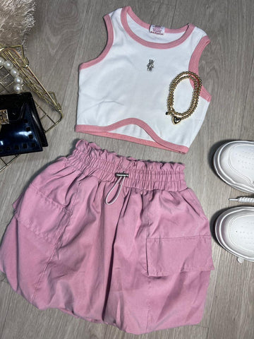 Conjunto Falda Short Globo Para Niña
