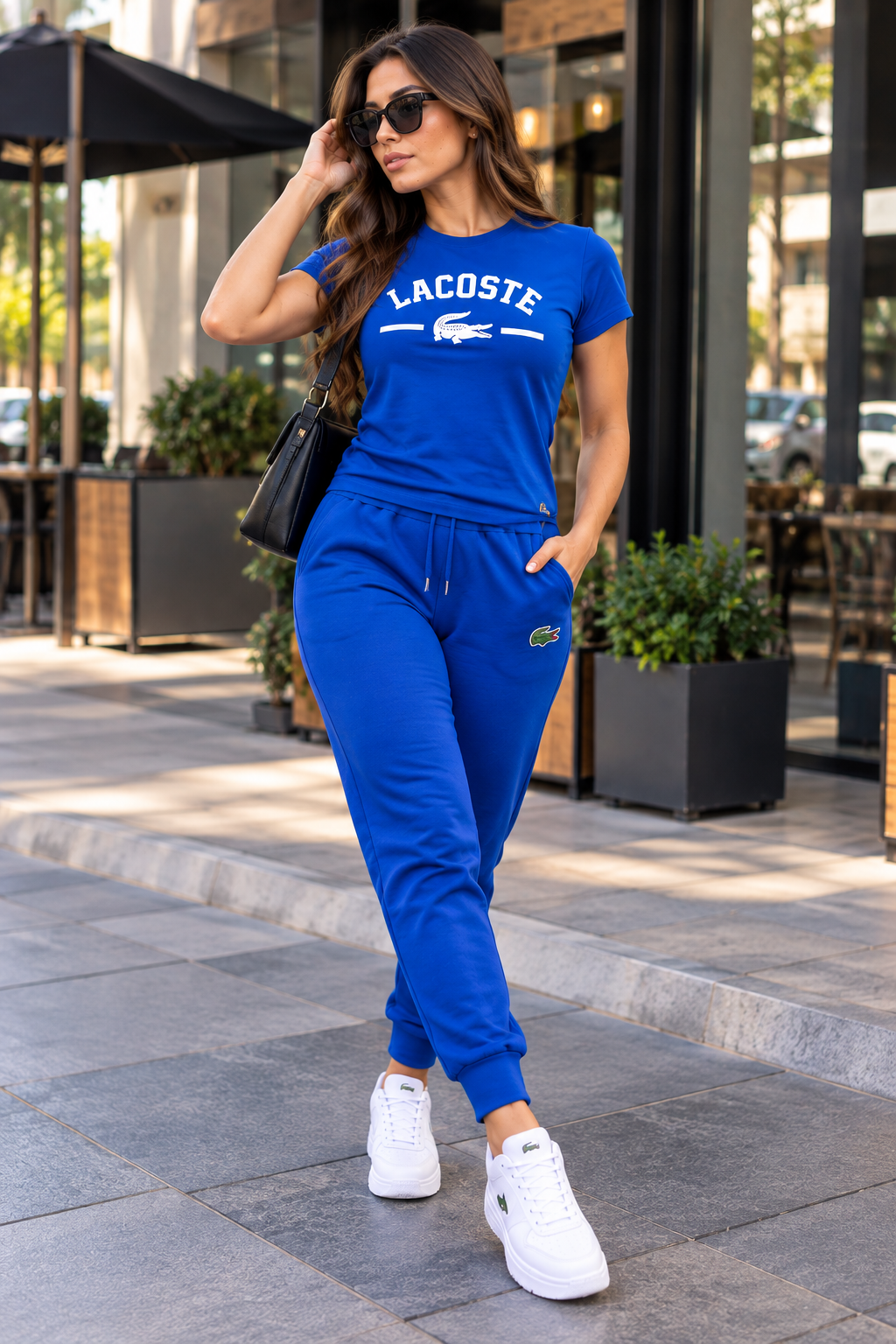 Conjunto Mujer Azul Camiseta Estampada y Jogger JV1604
