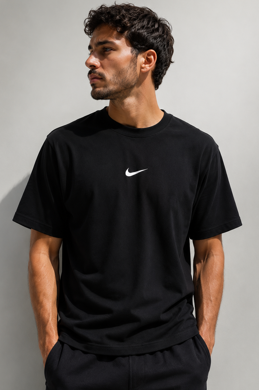 Camiseta deportiva hombre negra logo blanco JV1501 - Jovis