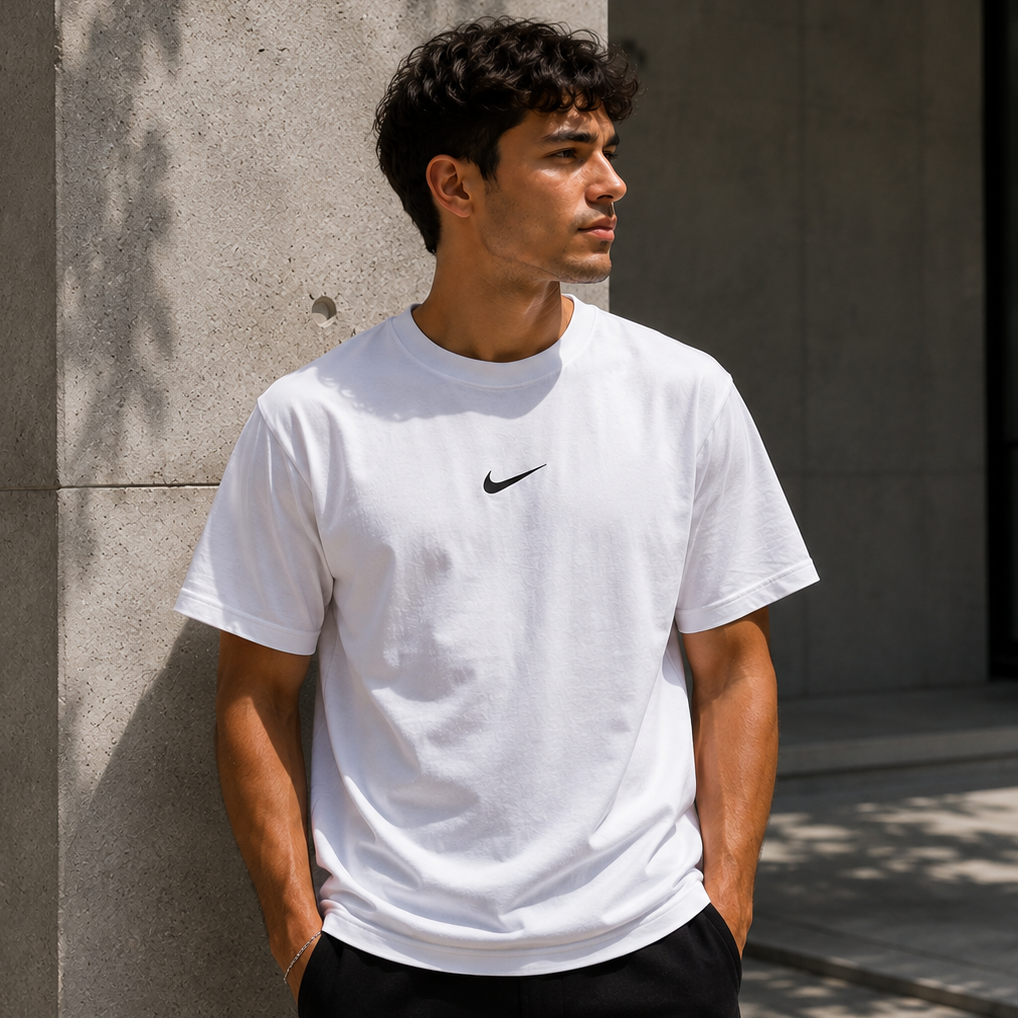Camiseta deportiva hombre blanca logo negro JV1503 - Jovis