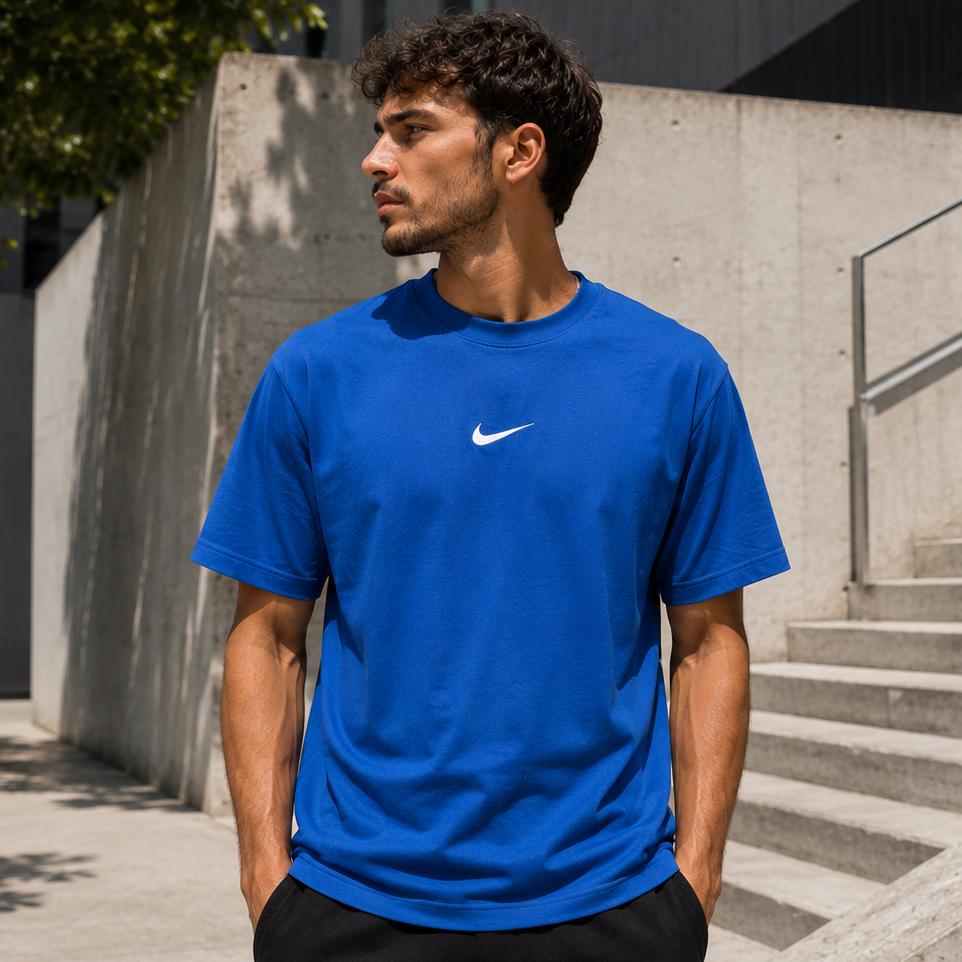 Camiseta deportiva hombre azul rey logo blanco JV1504 - Jovis