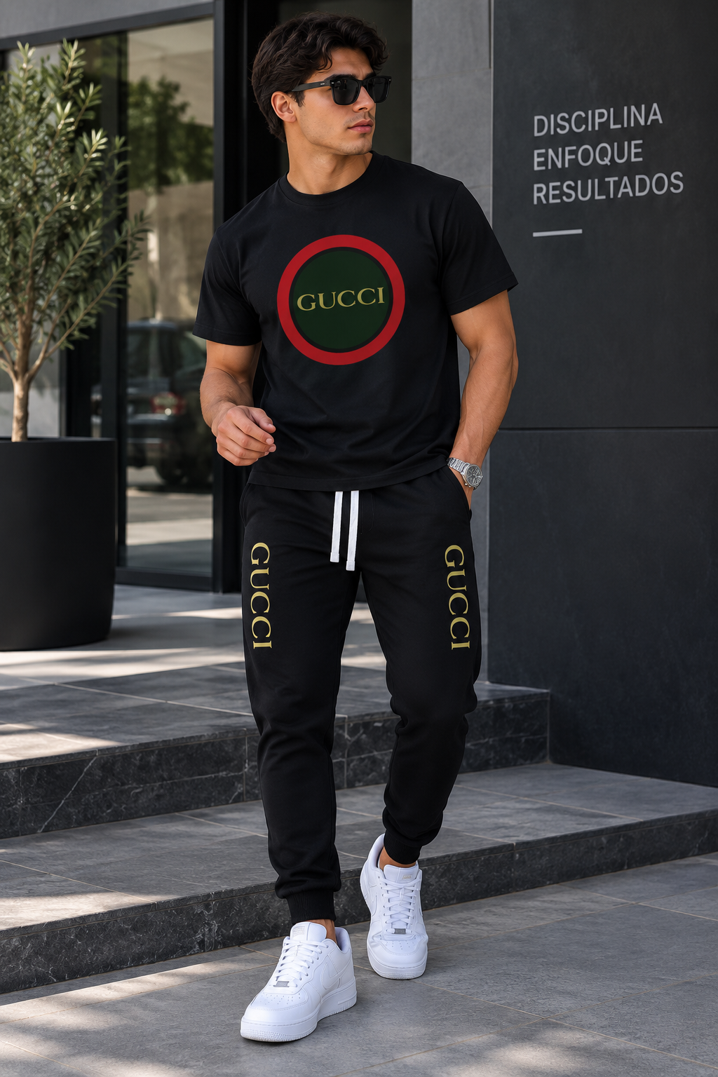 Conjunto caballero negro estampado lujo dorado JV201 - Jovis