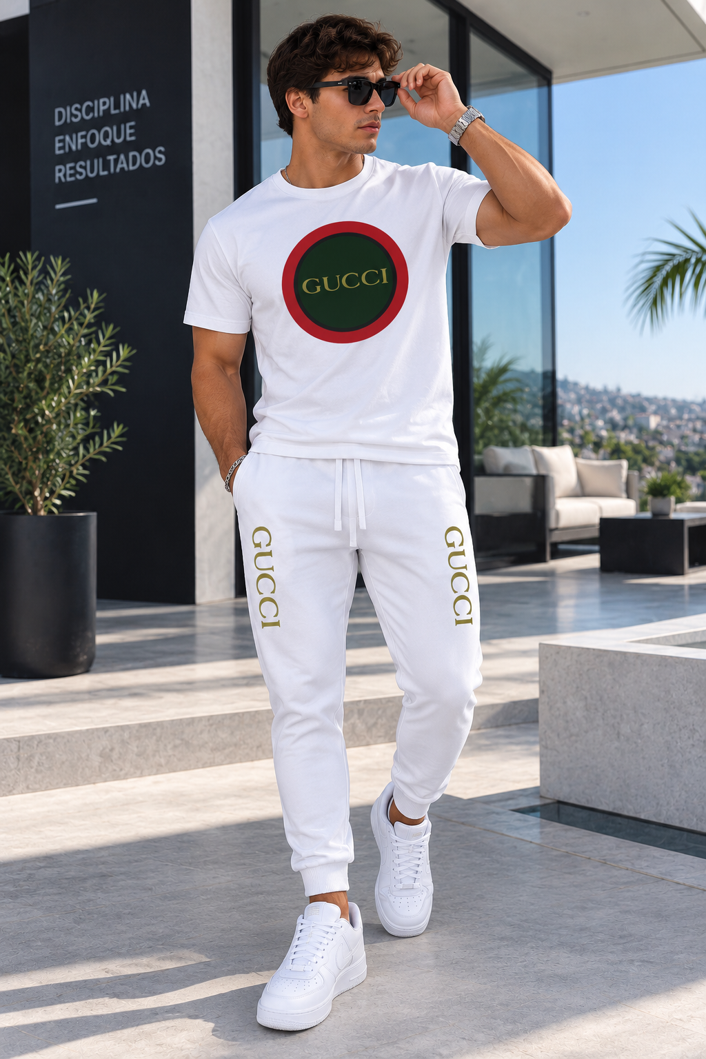 Conjunto caballero blanco estampado lujo dorado JV202 - Jovis