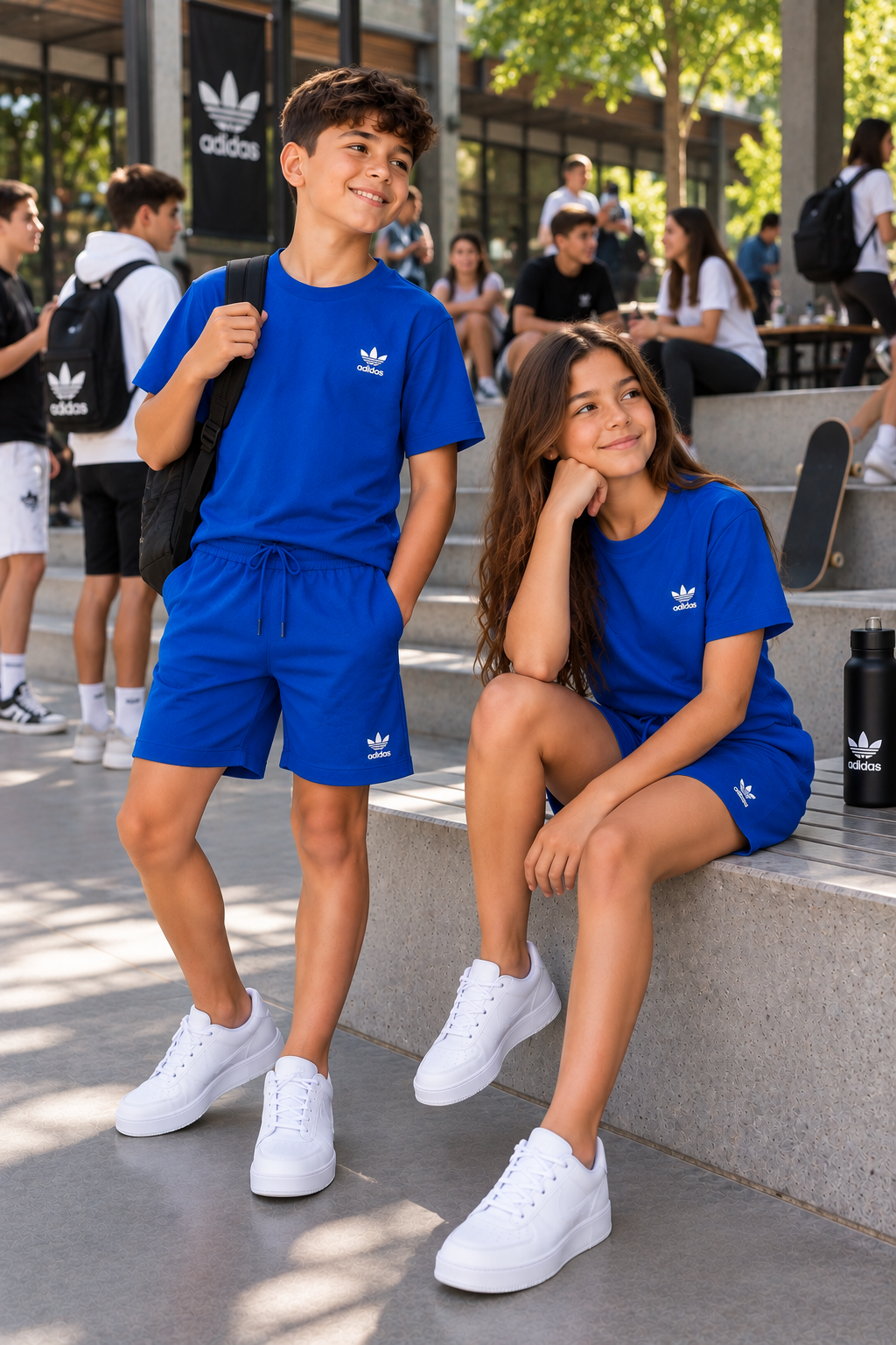 Duo infantil camiseta y short azul rey logo blanco JV104 - Jovis