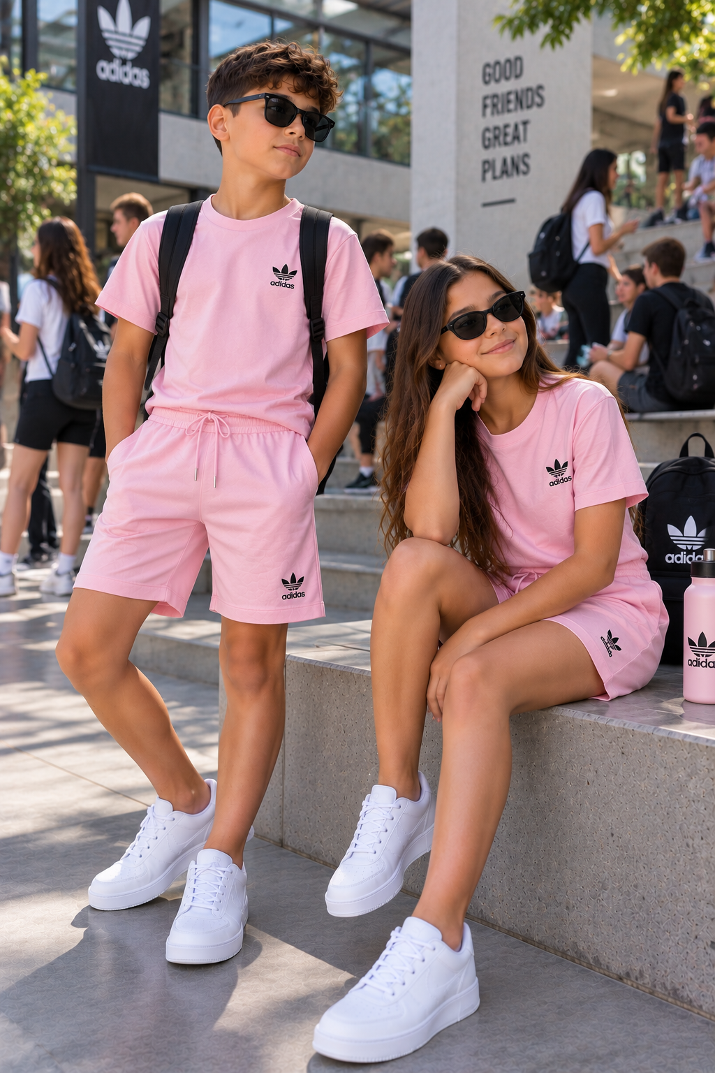 Duo infantil camiseta y short rosa palo logo negro JV105 - Jovis
