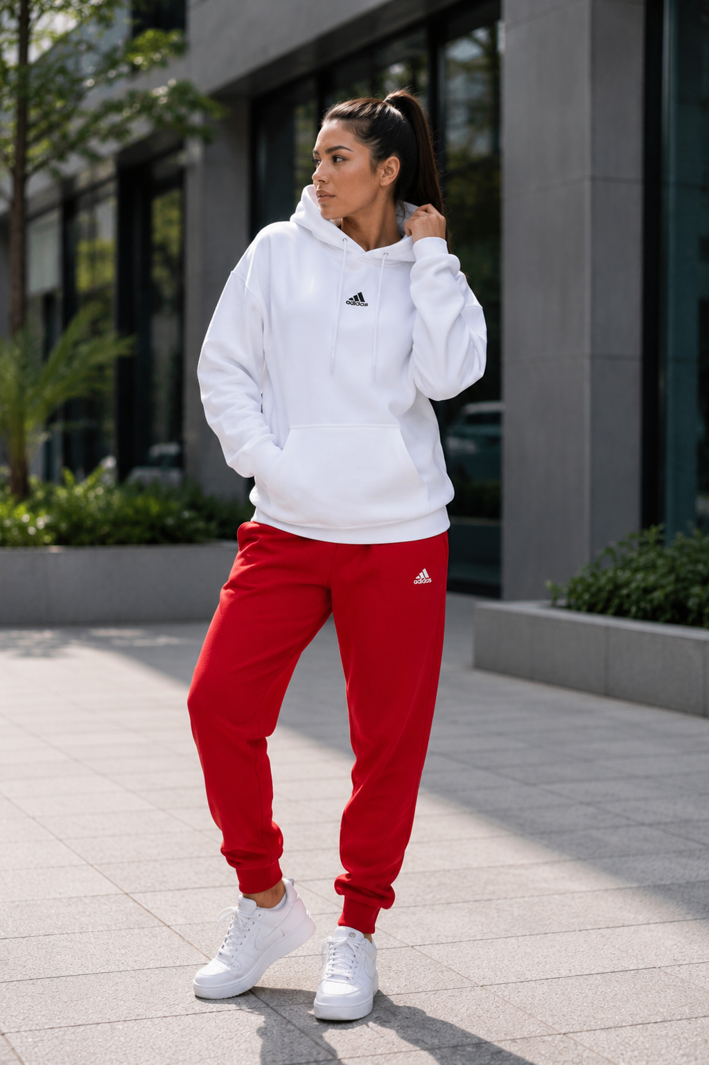 Conjunto chompa dama blanco y rojo JV504 - Jovis