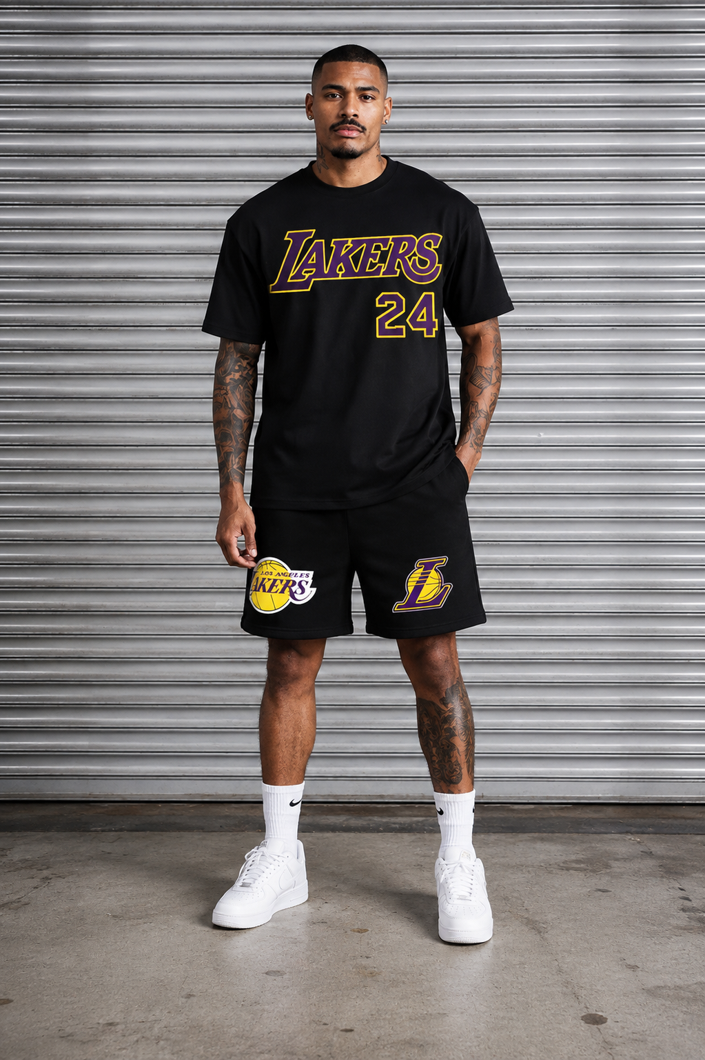 Conjunto corto hombre baloncesto negro JV701 - Jovis