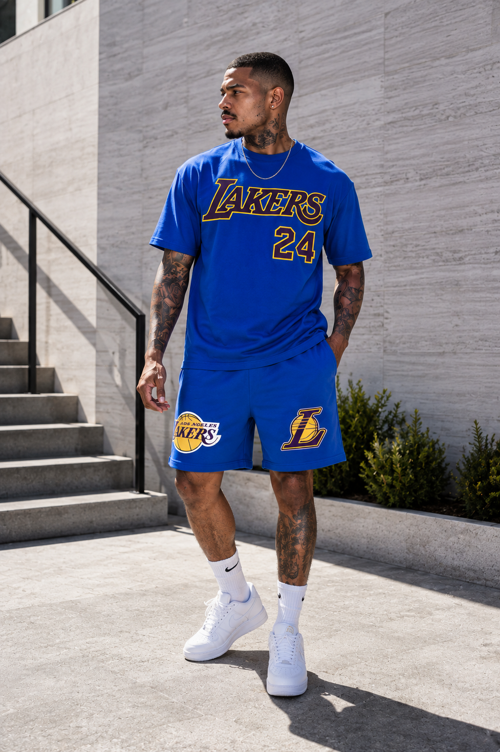 Conjunto corto hombre baloncesto azul rey JV702 - Jovis