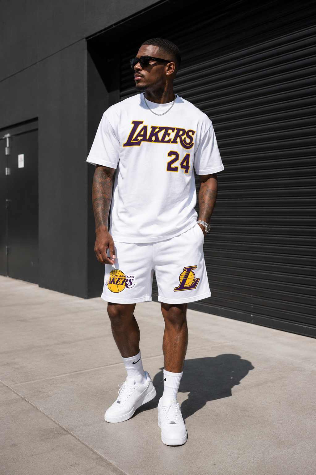Conjunto corto hombre baloncesto blanco JV703 - Jovis
