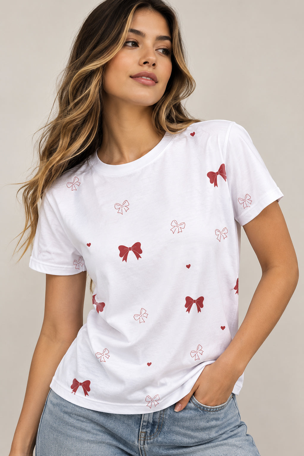 Camiseta básica dama estampado lazos JV506 - Jovis