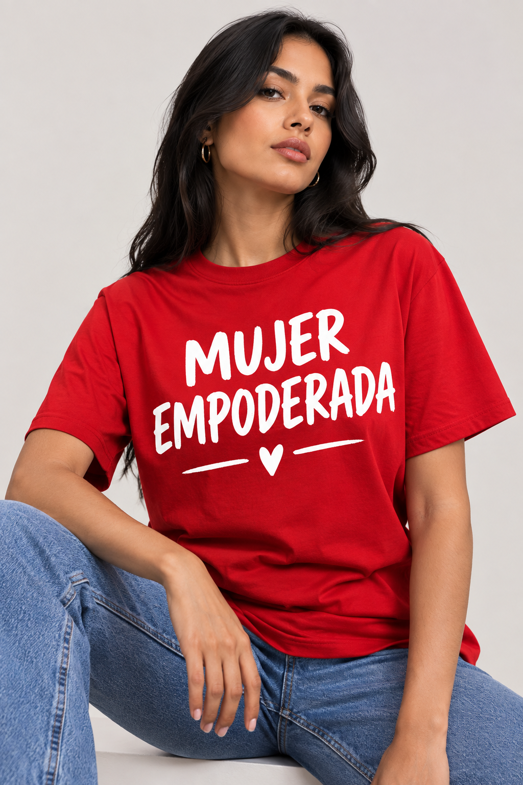 Camiseta básica dama roja Mujer Empoderada blanco JV507 - Jovis