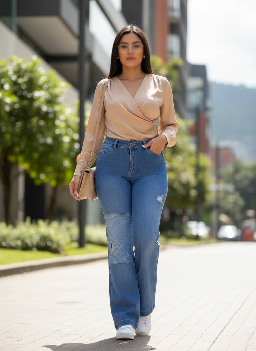 Jean Colombiano Tiro Alto Bota Recta (C-PC7727-M)