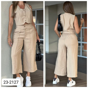 Conjunto Capri Ancho Y Chaleco Para Mujer