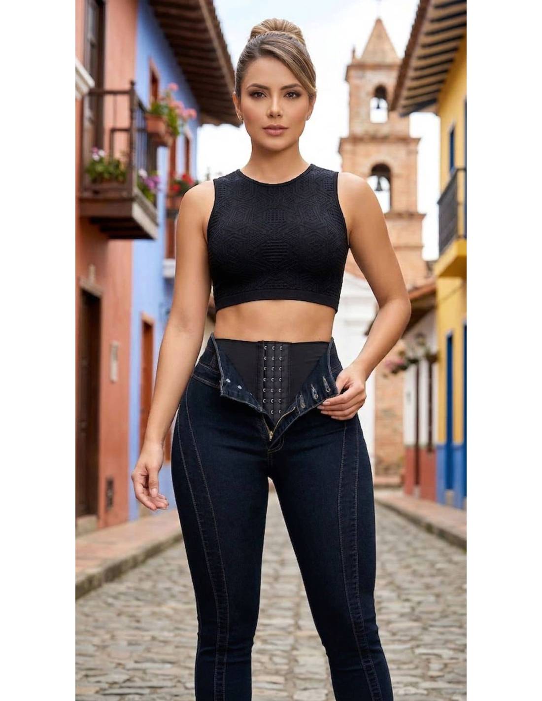 Jeans Levantacola Con Faja - PTF7741