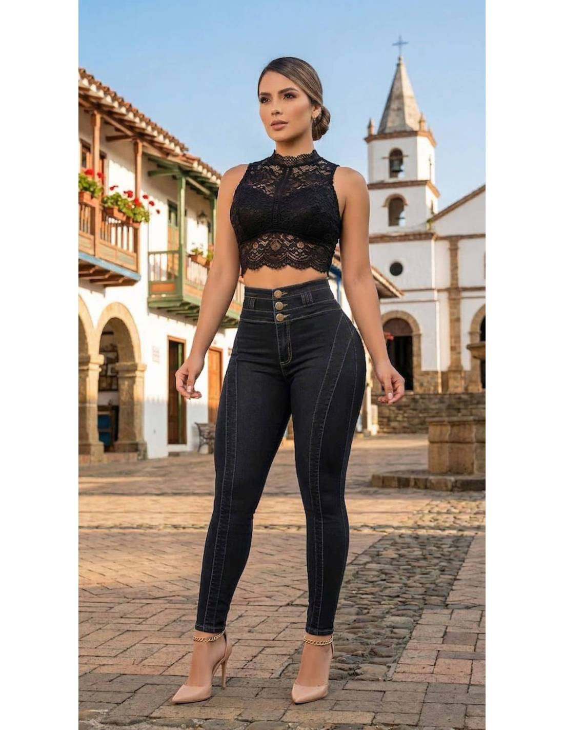 Jeans Levantacola Con Faja - PTF7741